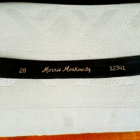 Vintage Morris Moskowitz Leather Belt w/ Silver & Gold Two Tone Belt Buckle - Picture 5 of 8